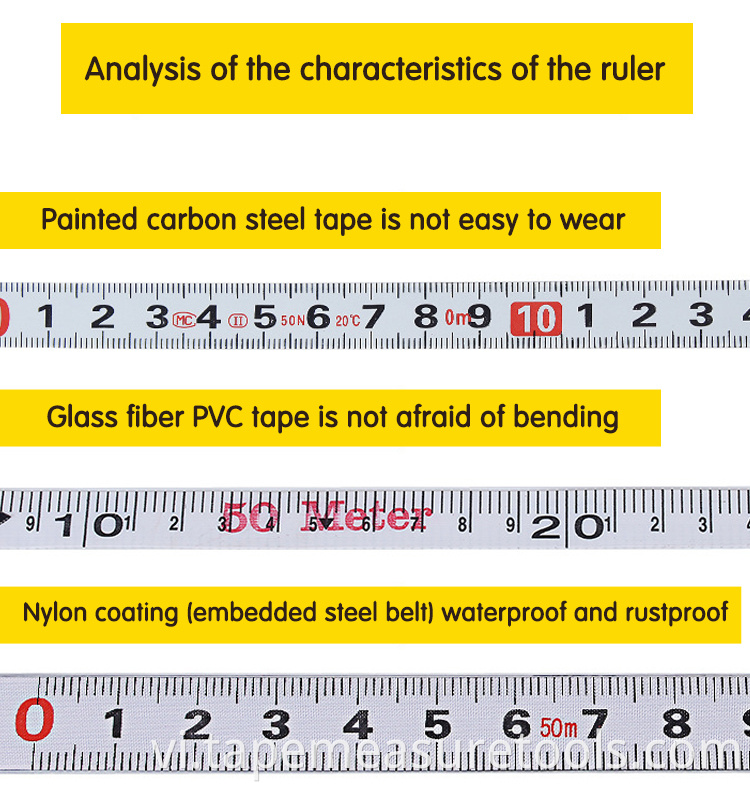 Nhà máy bán buôn thước dây thép lớn 50m 100m 30m thước dây nylon thước dây da tùy chỉnh